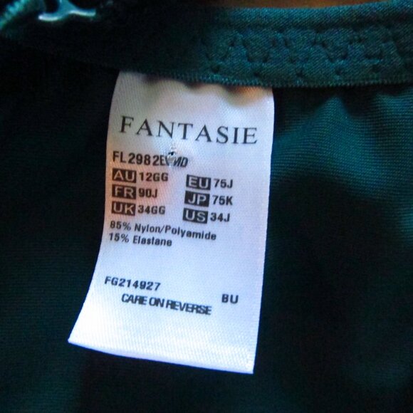 Fantasie Green Illusion Underwire Side Support Bra Size 34J - Picture 5 of 5